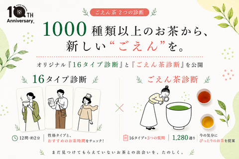 16タイプと今の気分から、あなたに合うお茶を。2つの「ごえん茶診断」ができました