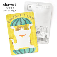 暑中お見舞い申し上げます茶(スイカからネコ)