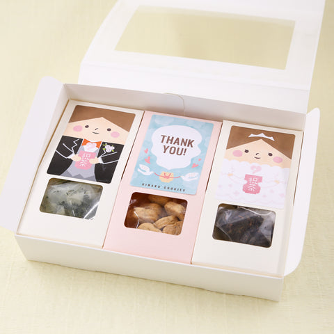 ウェディングお祝いに、お茶とお菓子のTHANK YOUギフトセット（きなこクッキー・玉露・和紅茶）商品画像