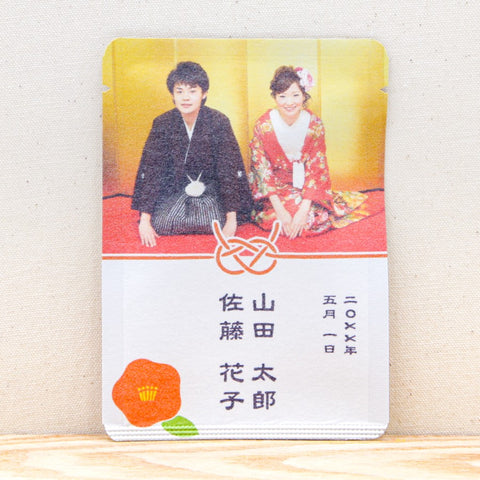 写真入ごあいさつ茶 ウェディング｜名入れ 和フレーム 10個セット